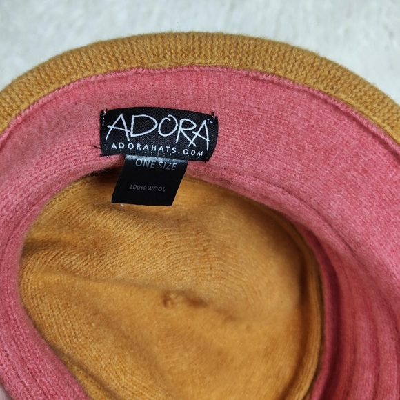 Vintage Y2K Adora Pink & Mustard Wool Bucket Hat - Picture 4 of 4